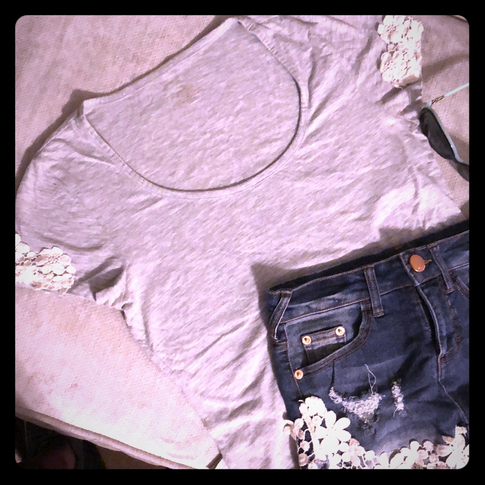 Lace detail tee banana republic